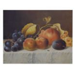 20th century British school - Oil on canvas - Still life with fruit
