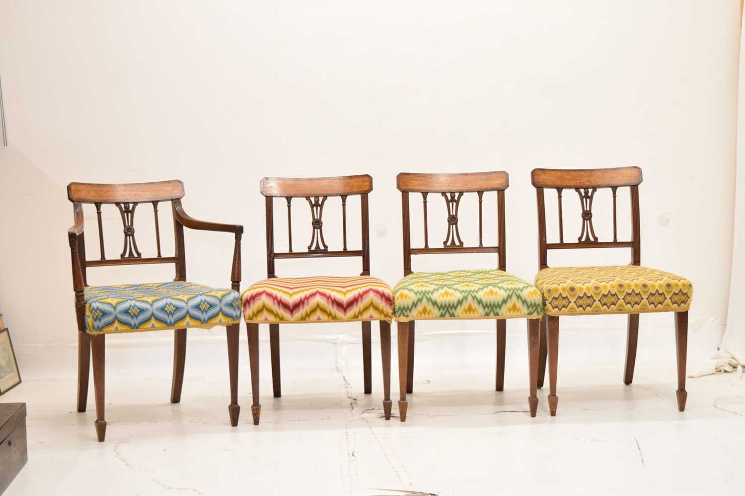 Set of eight Regency mahogany inlaid dining chairs - Image 12 of 20