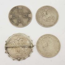 Four silver crowns, Queen Anne, George III, and George IV