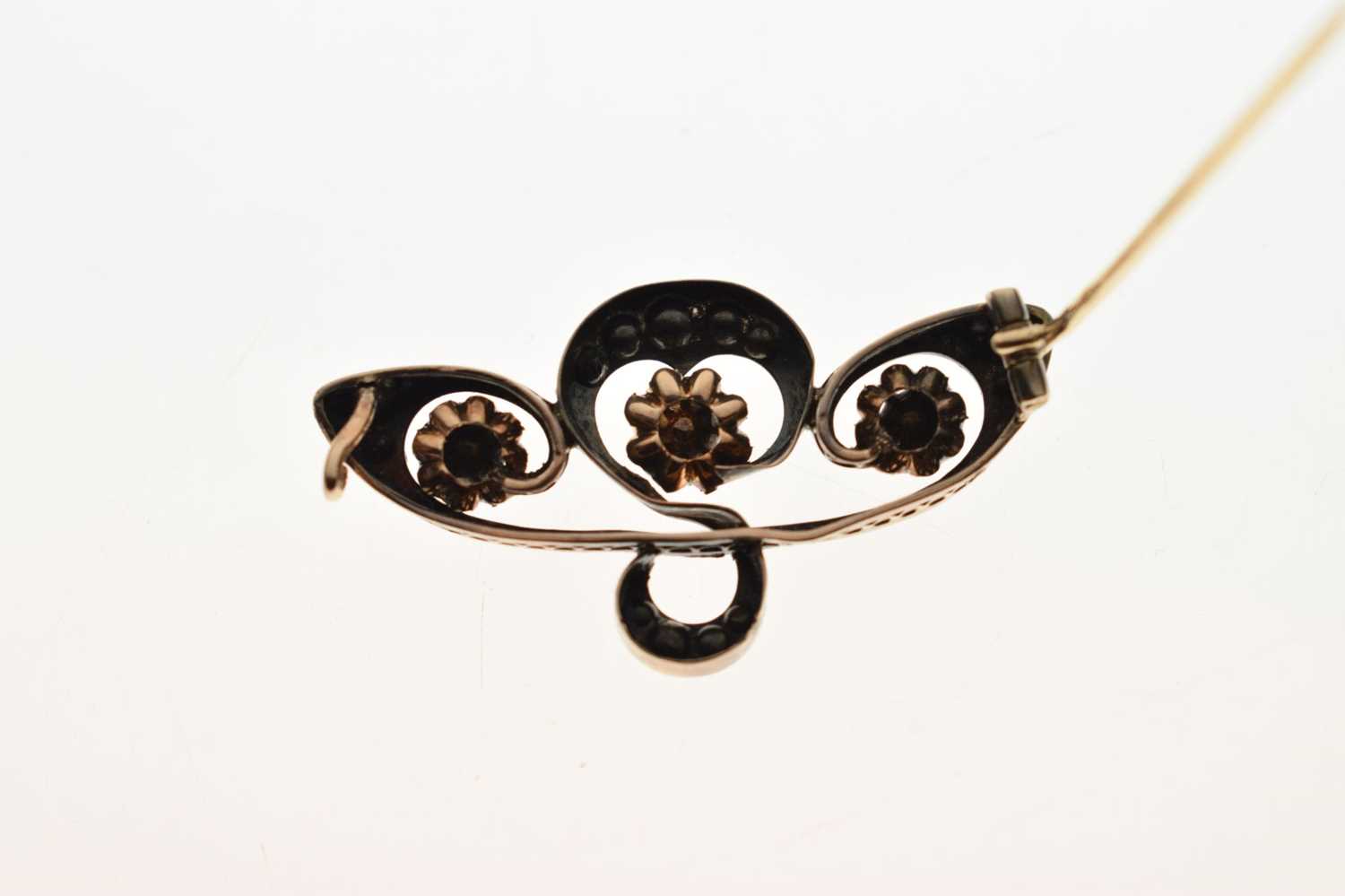 Late 19th century Art Nouveau rose cut diamond brooch - Image 5 of 6