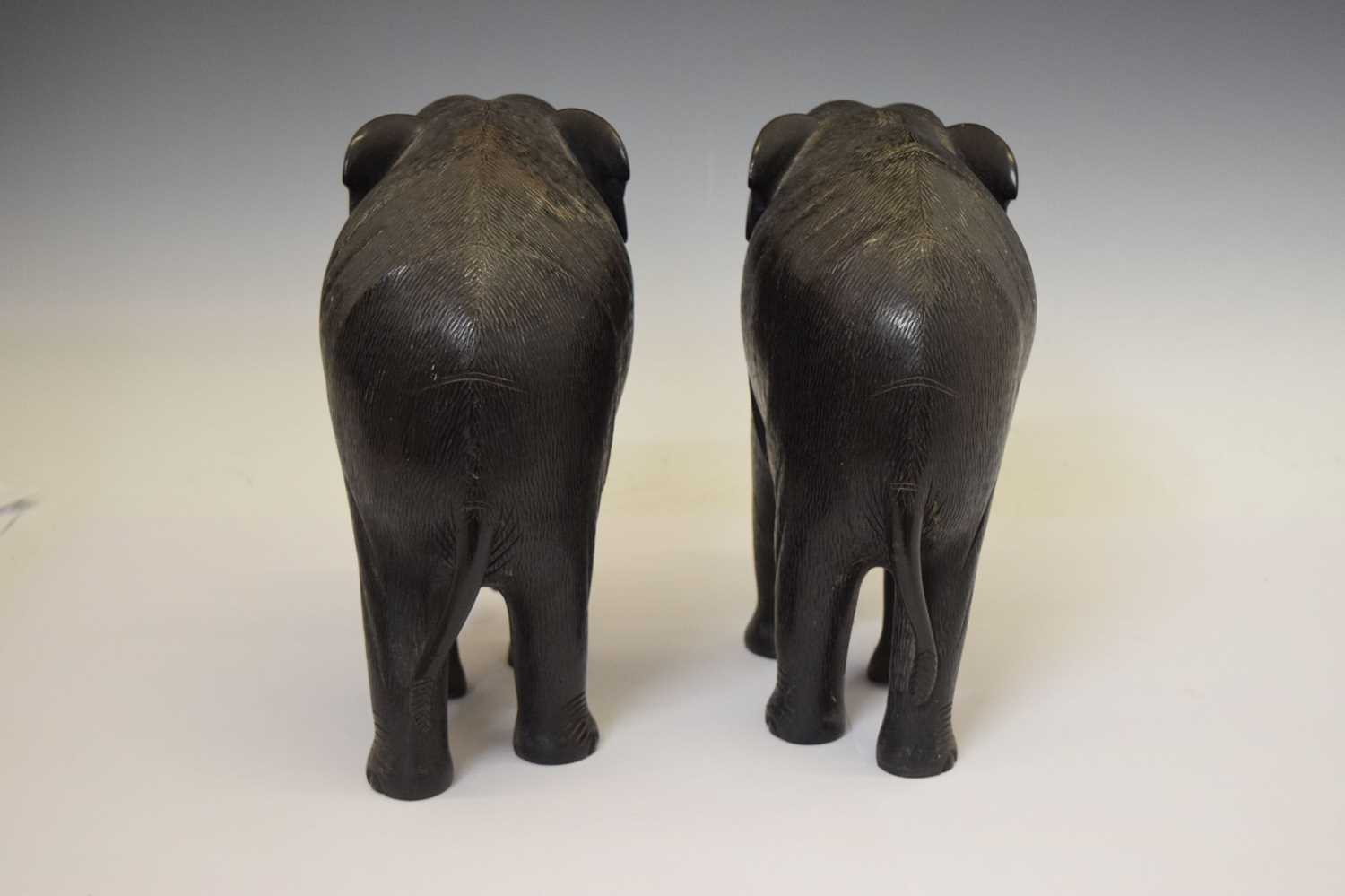 Pair of ebony elephants with ivory tusks - Image 6 of 7