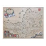 Johannes Blaeu - 17th century hand-coloured county map of Somerset