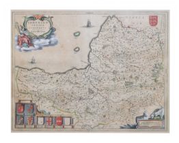 Johannes Blaeu - 17th century hand-coloured county map of Somerset