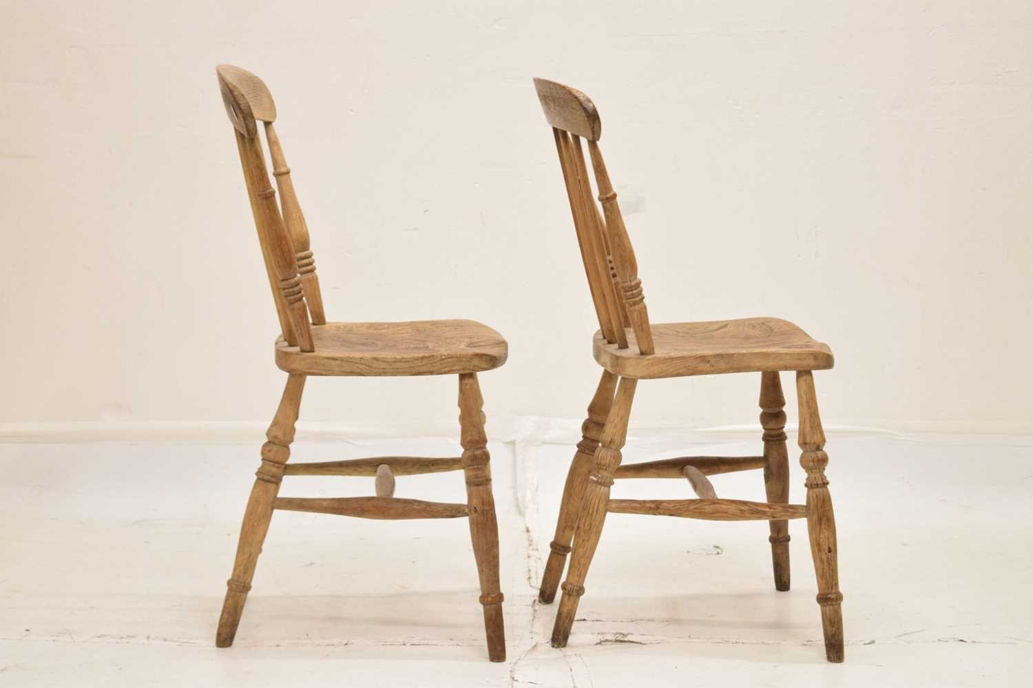 Pair of 19th century country stick back kitchen chairs - Image 5 of 8