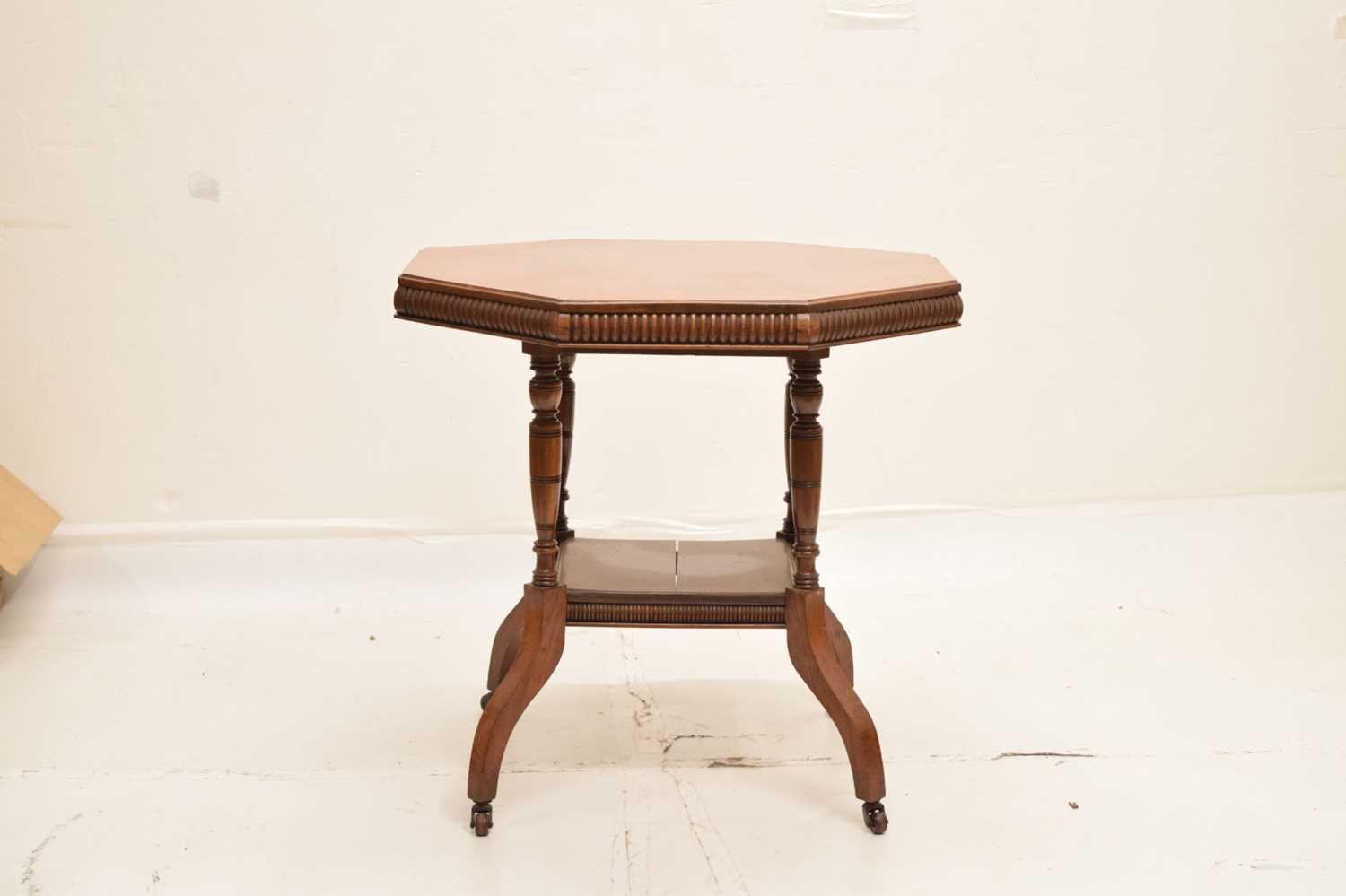 Late Victorian / Edwardian oak octagonal occasional table - Image 8 of 9