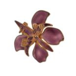 David Andersen, Norway - Silver and purple enamel orchid brooch