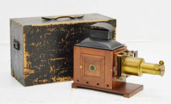 Late 19th/early 20th century brass and mahogany magic lantern