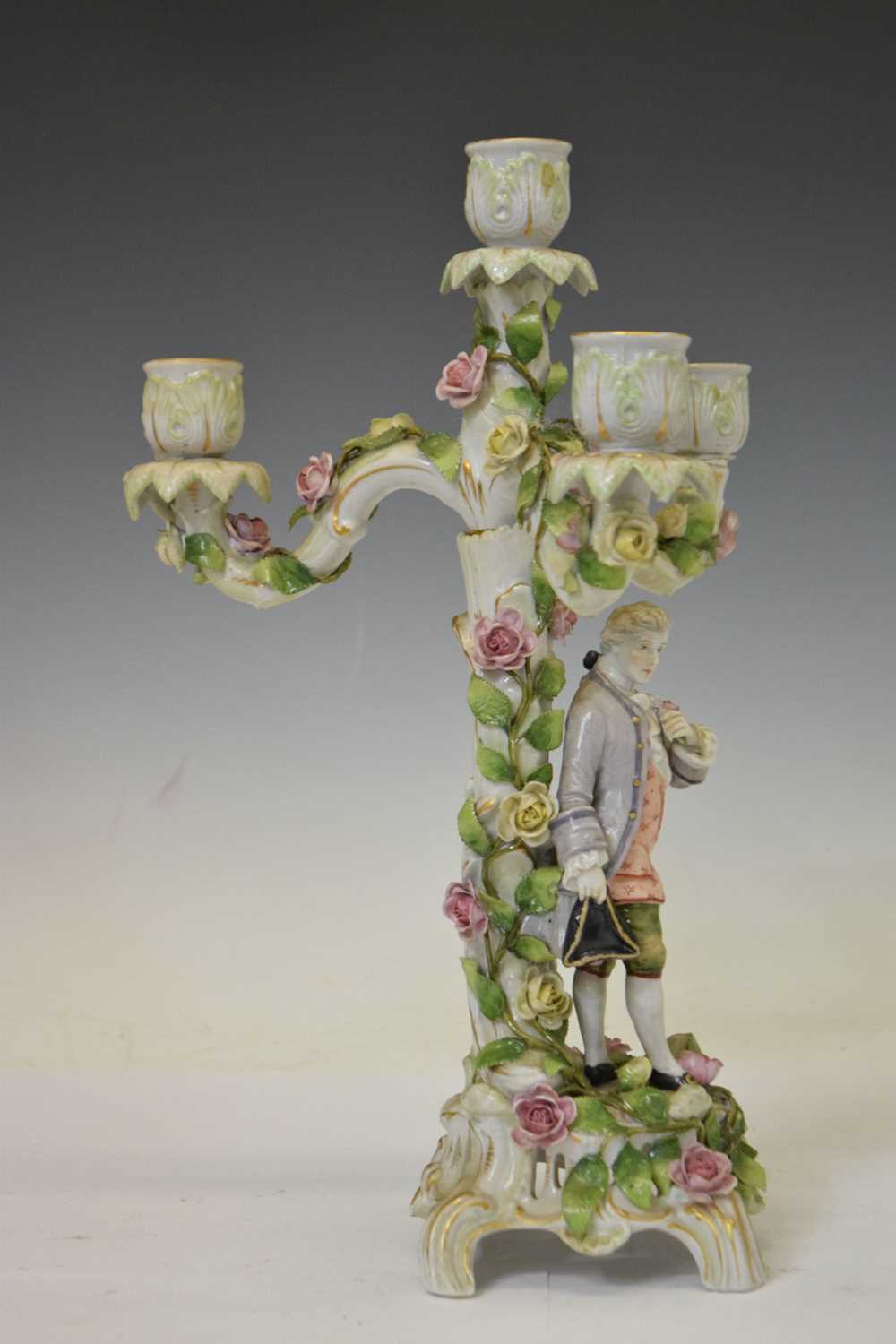 Pair of German porcelain candelabras - Image 7 of 9