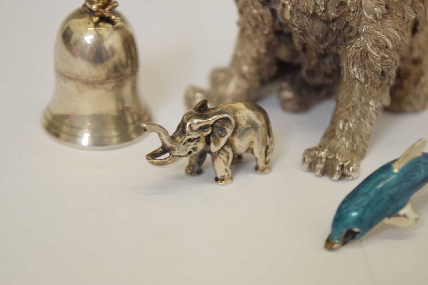 Silver and enamel figure of a dolphin, two Elizabeth II dog figures, etc - Image 4 of 10