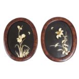 Pair of Japanese Meiji period oval wall panels