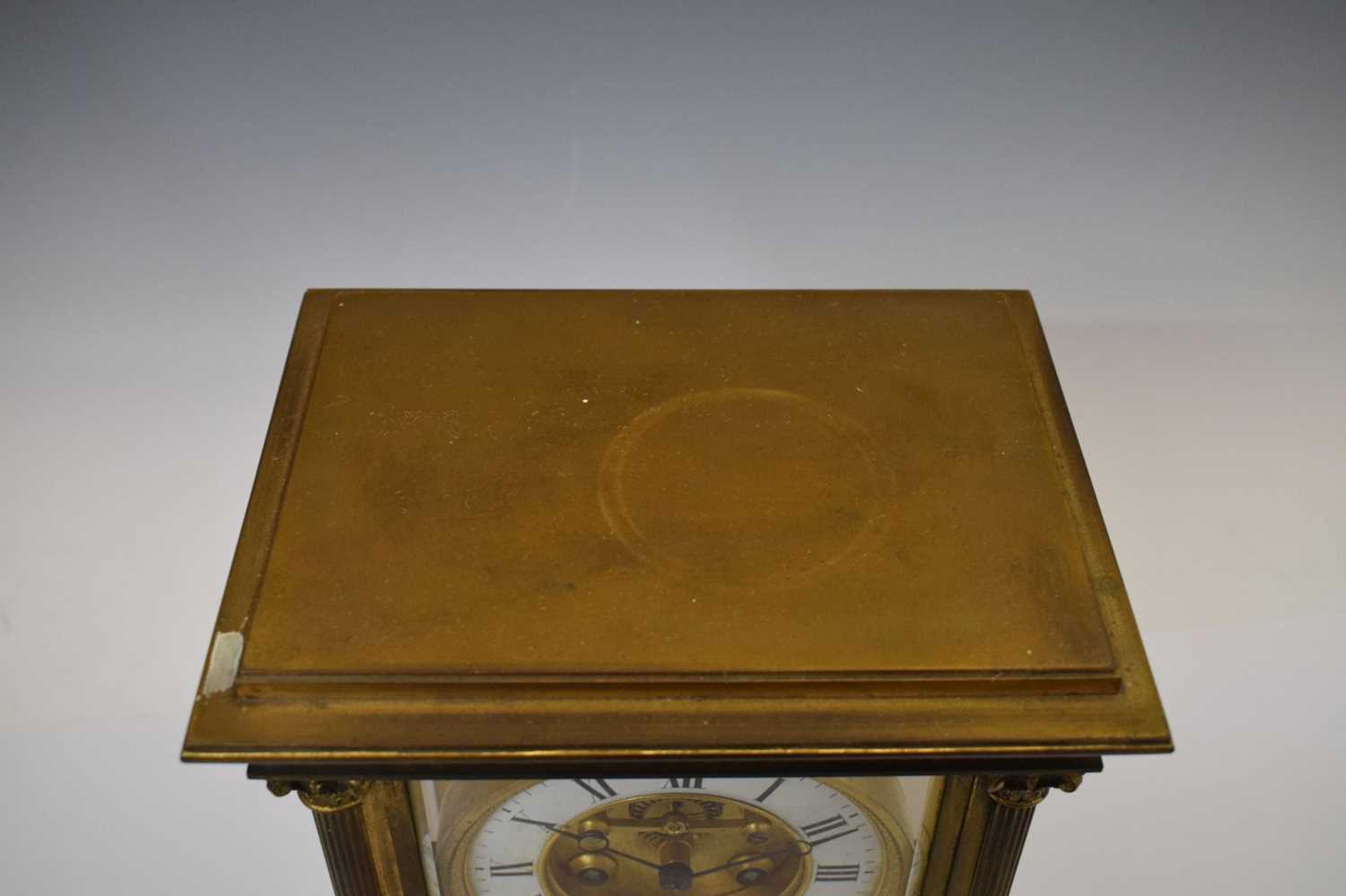 Late 19th century French brass four-glass mantel clock - Image 5 of 9