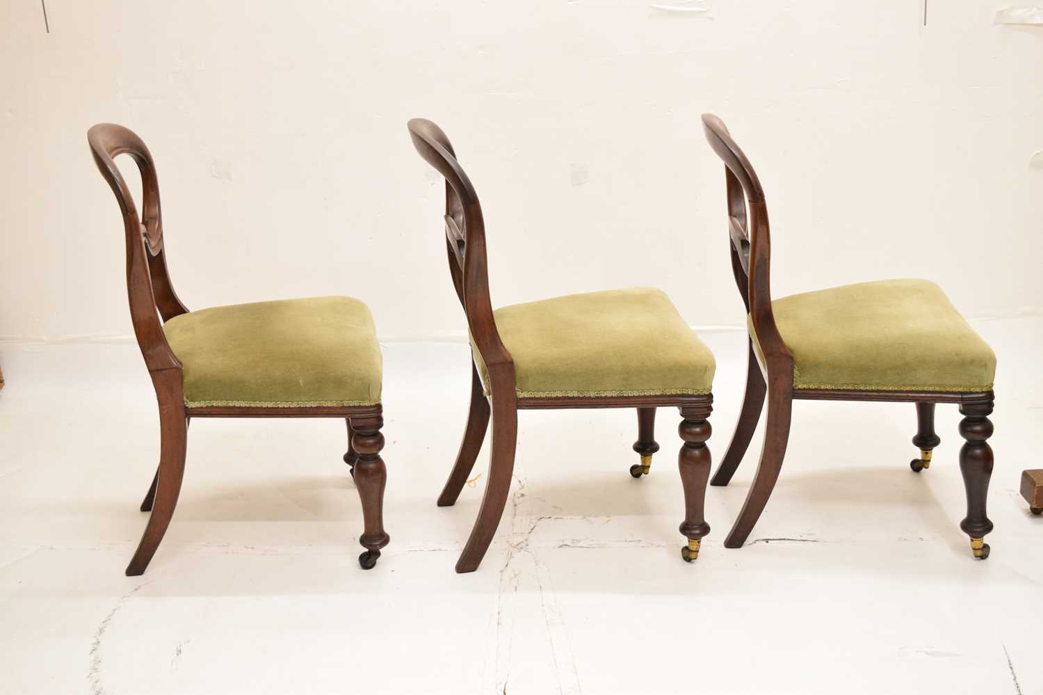 Set of six Victorian mahogany balloon back dining chairs - Image 8 of 17