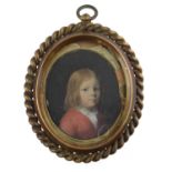 Victorian oval miniature on card - Portrait of a young child