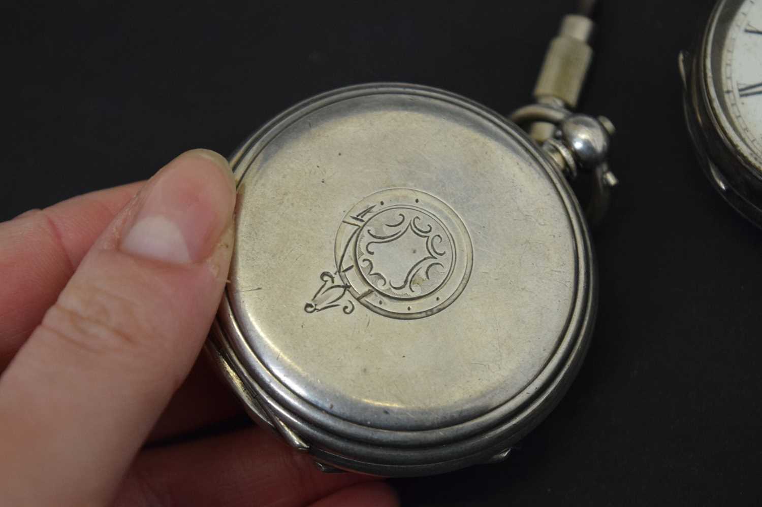 Edwardian silver cased open-face pocket watch - Image 10 of 11