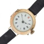 Early 20th century 9ct gold cased wristwatch