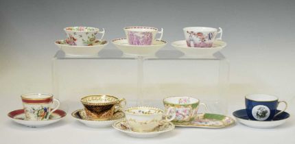 Eight various 19th century cups and saucers