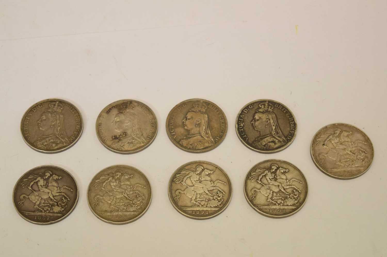 Nine Queen Victoria silver crowns - Image 2 of 2