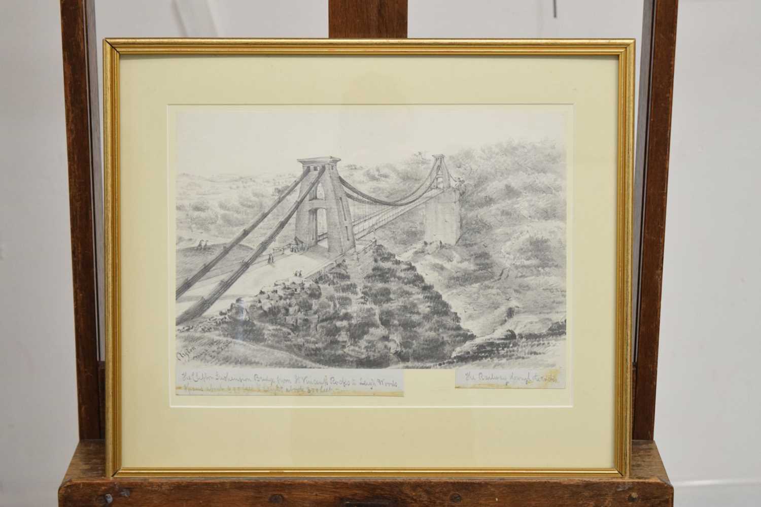 19th century English school - Pencil sketch of the Clifton Suspension Bridge - Image 7 of 8