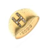 Late 19th century diamond 18ct gold signet ring