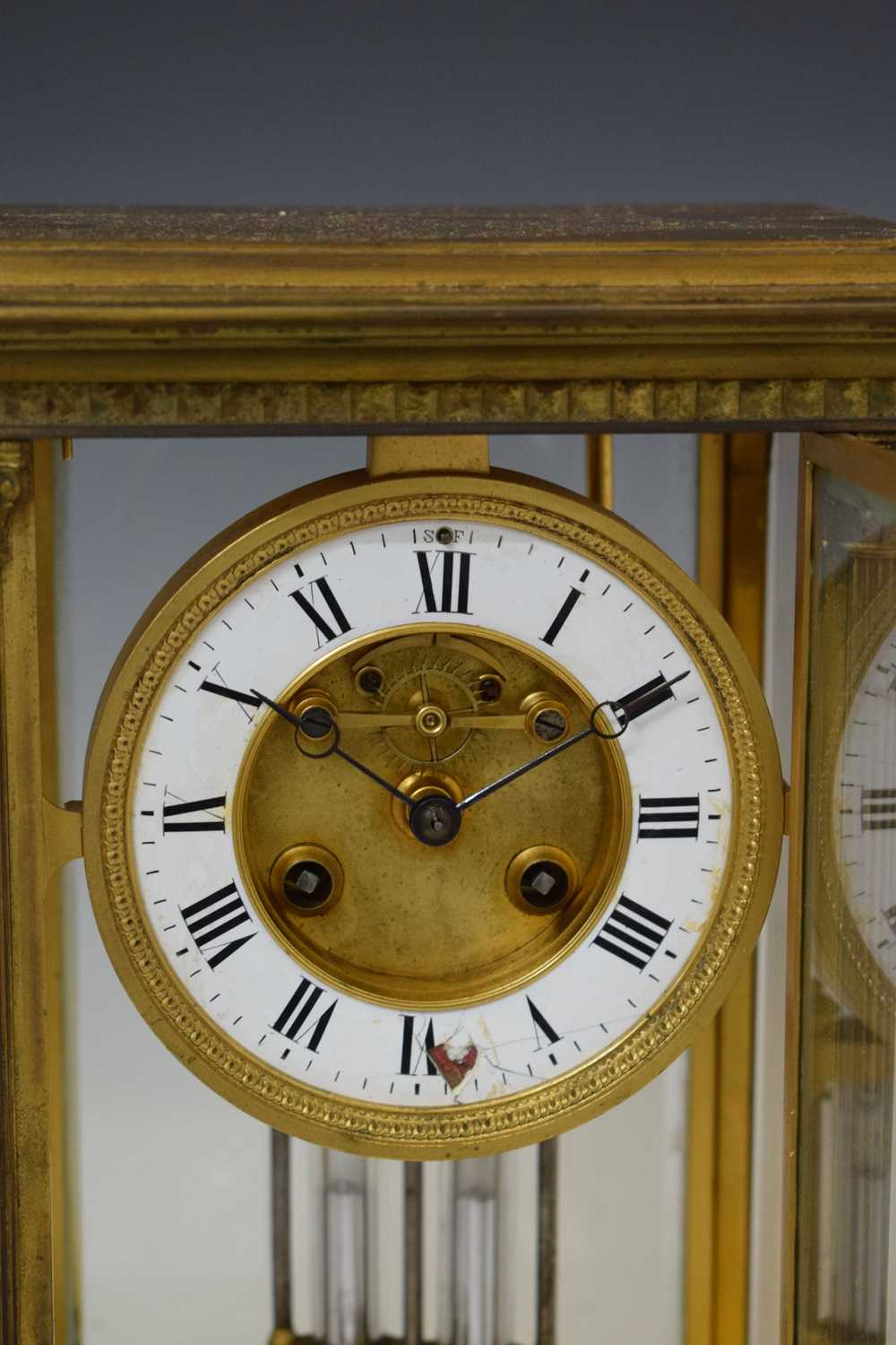 Late 19th century French brass four-glass mantel clock - Image 4 of 9