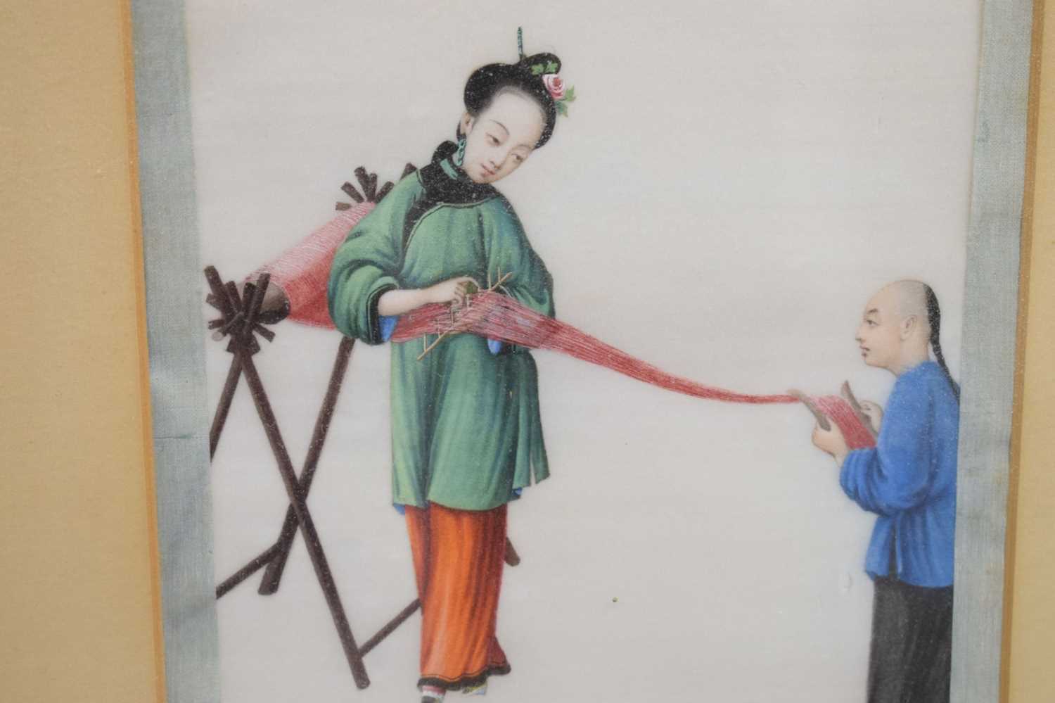 Five 19th century Chinese watercolours on pith paper - Image 15 of 33