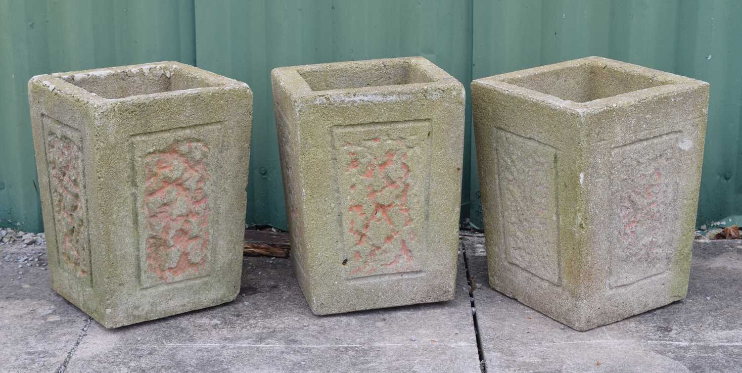 Set of three reconstituted stone garden planters