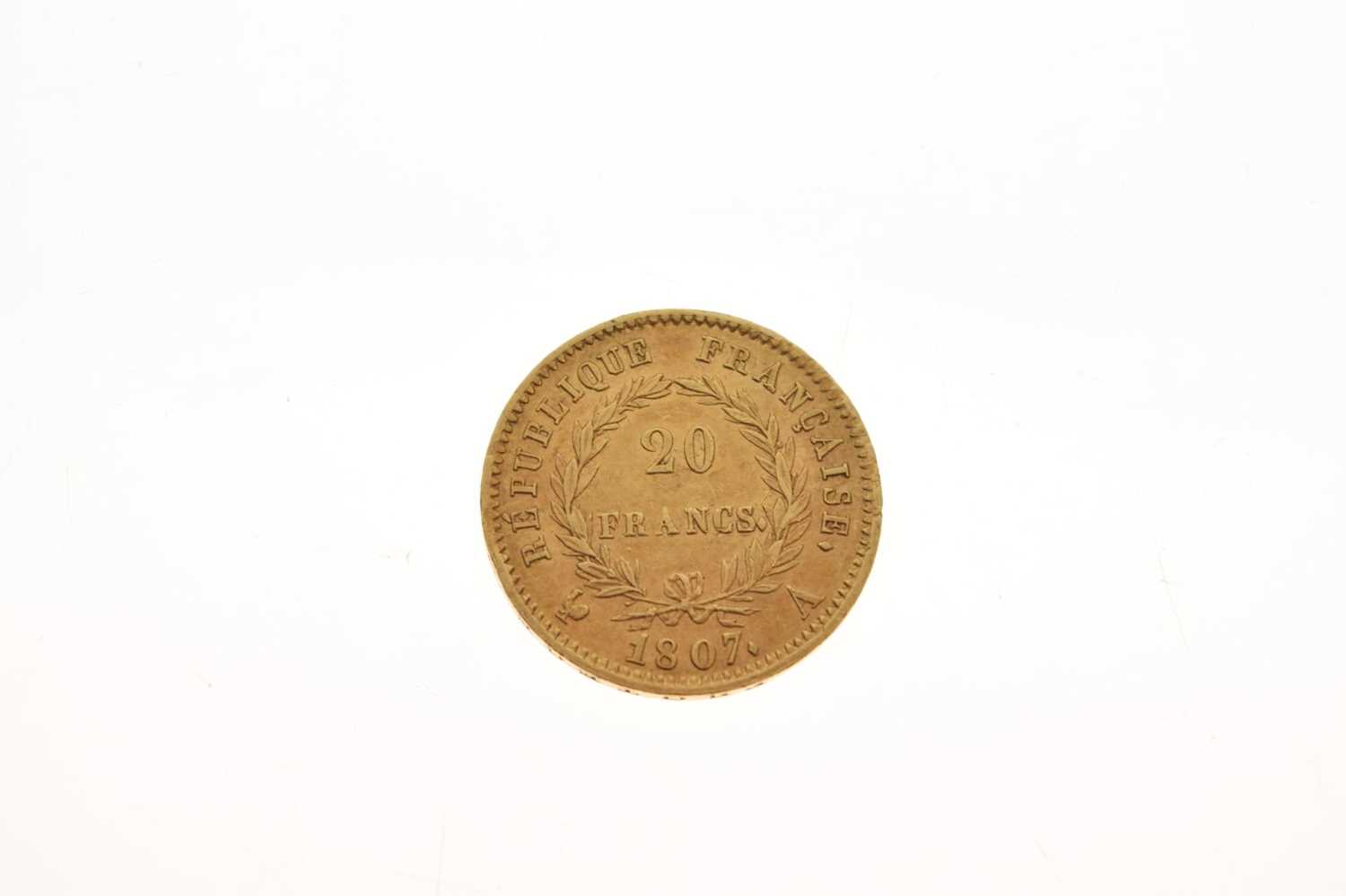French Napoleon I gold 20 francs coin, 1805 - Image 2 of 4