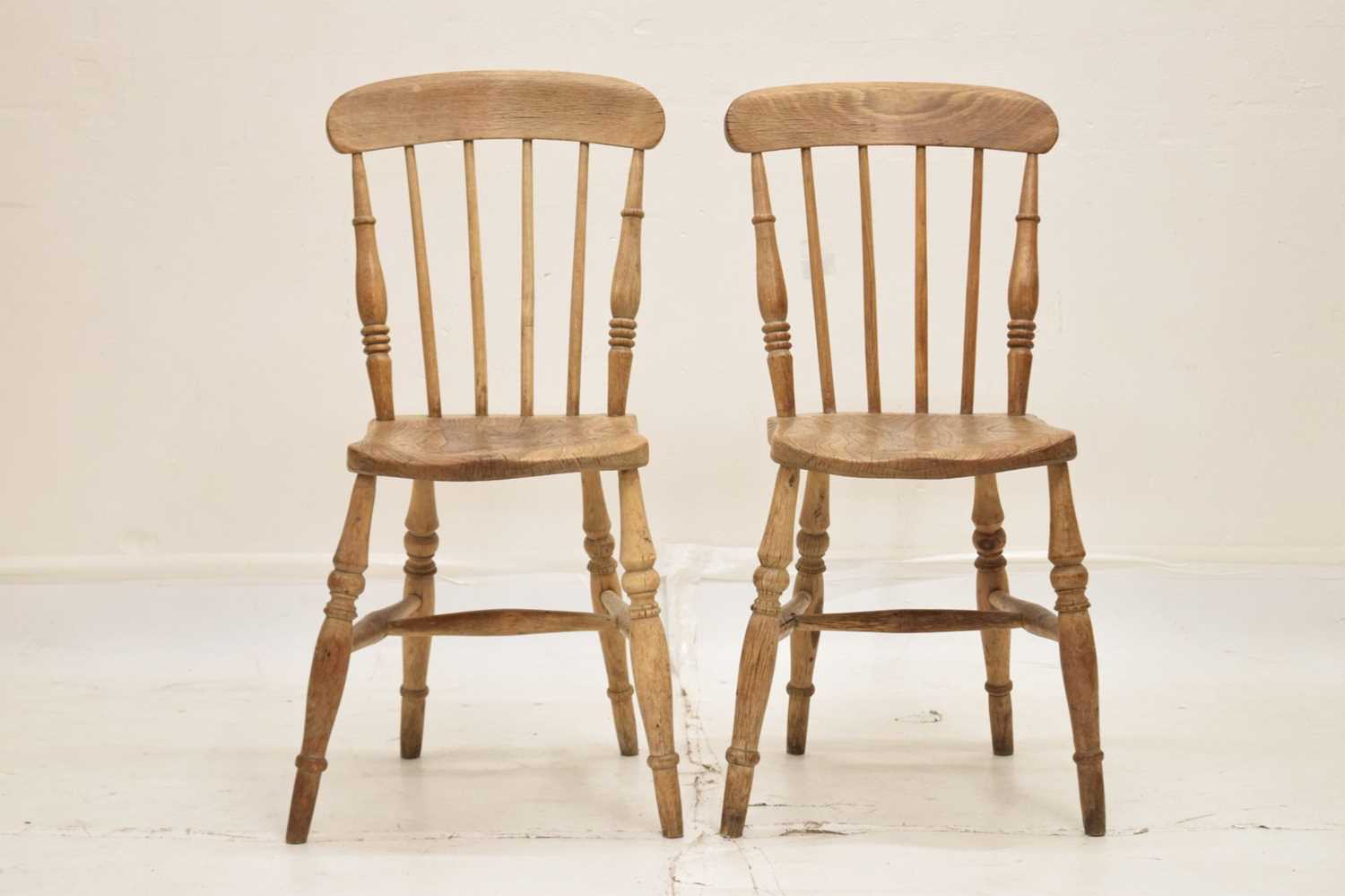Pair of 19th century country stick back kitchen chairs - Image 2 of 8