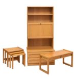 Suite of Hulsta light oak modular furniture