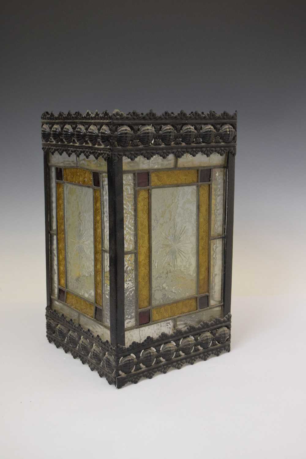 Late 19th century leaded stained glass and metal framed bell lantern - Image 13 of 14