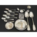 Quantity of silver to include two silver Fiddle pattern tablespoons, etc