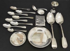 Quantity of silver to include two silver Fiddle pattern tablespoons, etc