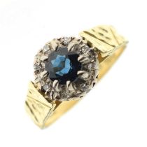 18ct gold sapphire and diamond cluster ring