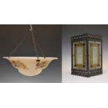 Late 19th century leaded stained glass and metal framed bell lantern