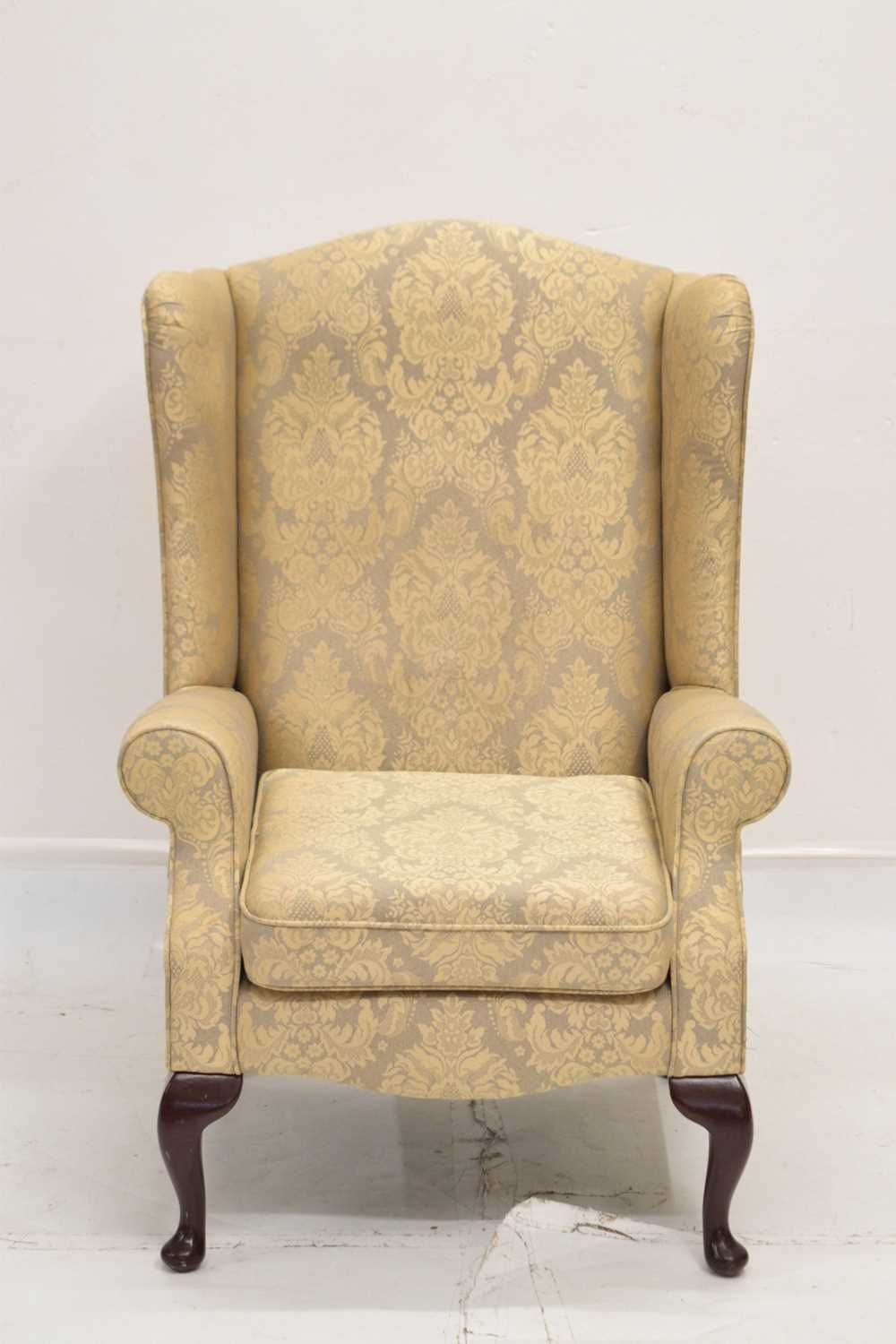 Modern reproduction wingback chair - Image 2 of 6