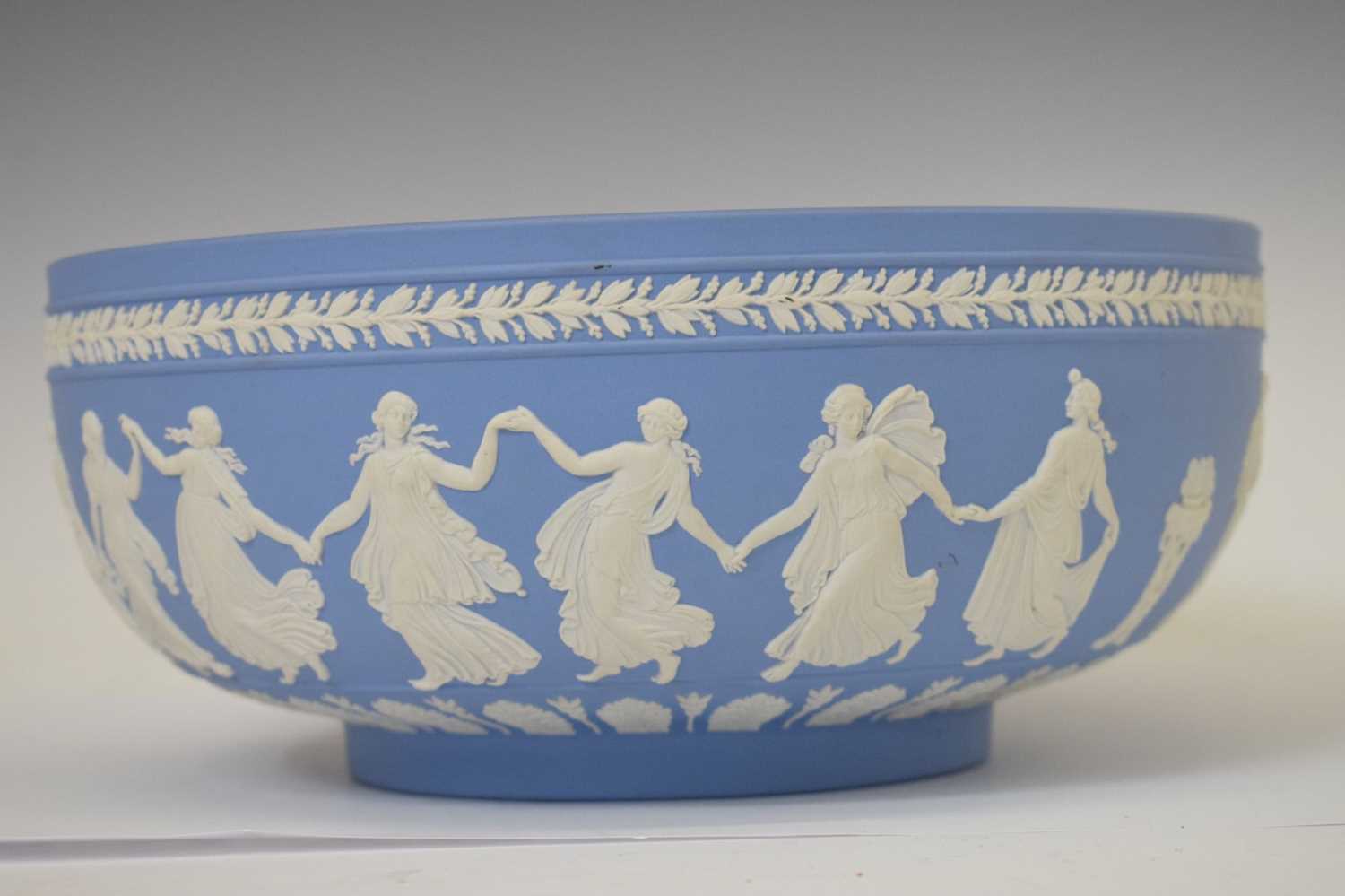 Late 20th century Wedgwood blue jasperware ‘Dancing Hours’ bowl - Image 3 of 11