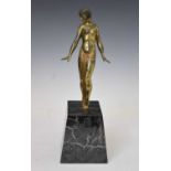 Reproduction bronzed figure of an Art Deco-style dancer