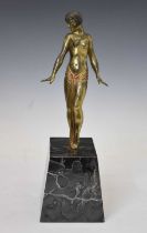 Reproduction bronzed figure of an Art Deco-style dancer