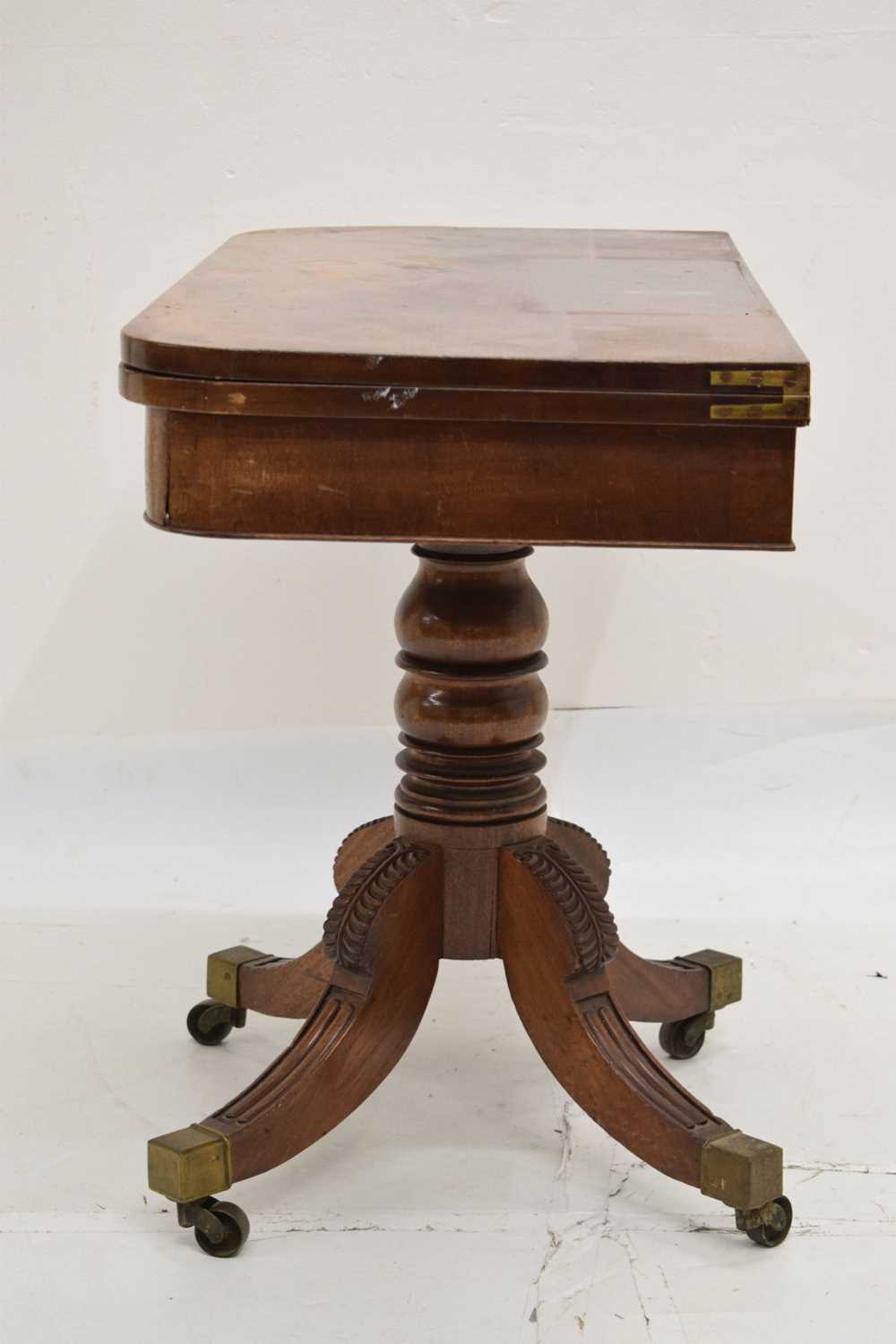 George IV mahogany fold-over pedestal card table - Image 4 of 11