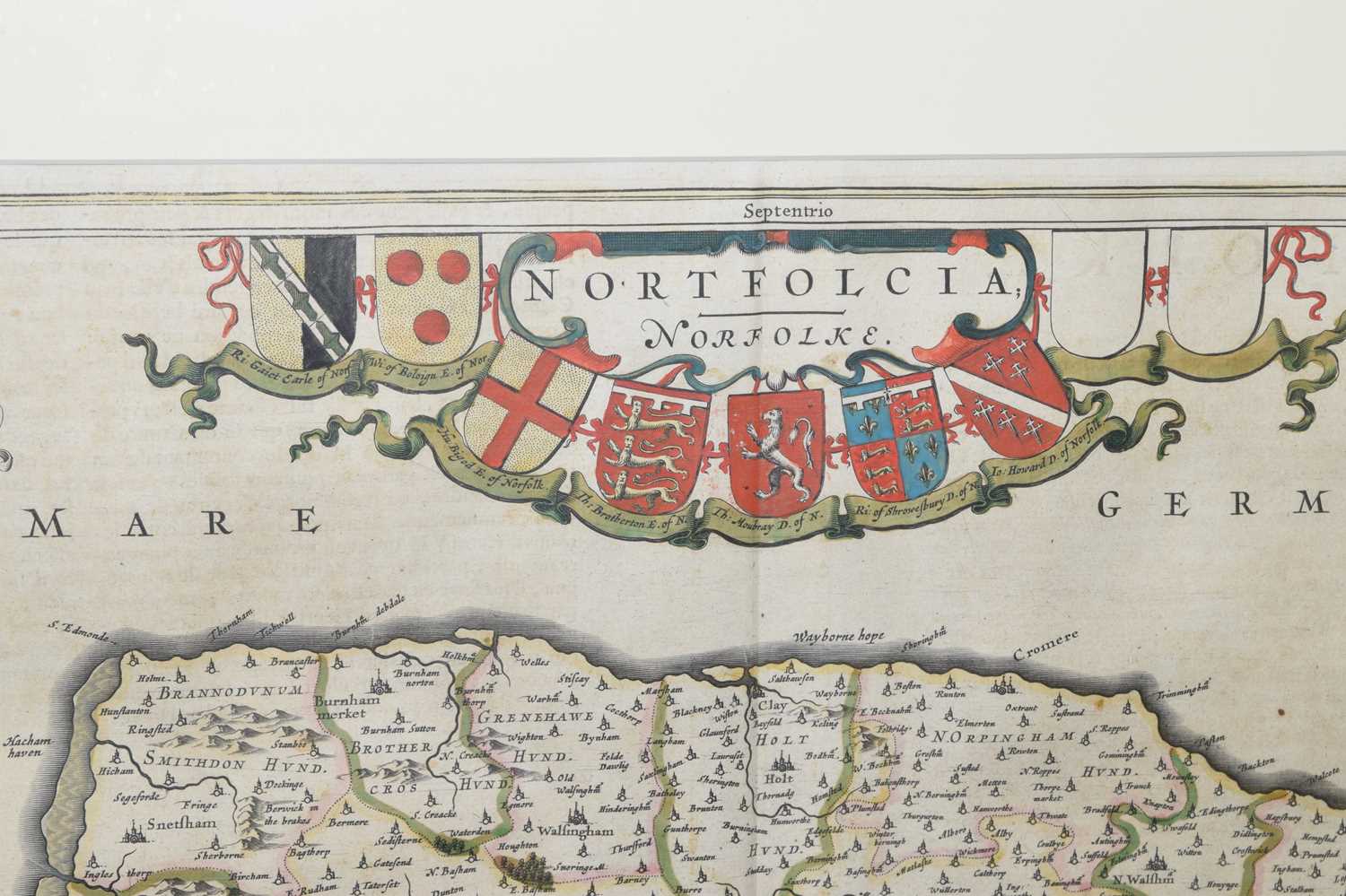 Johannes Blaeu 17th century county map of Norfolk 1662 - Image 3 of 7