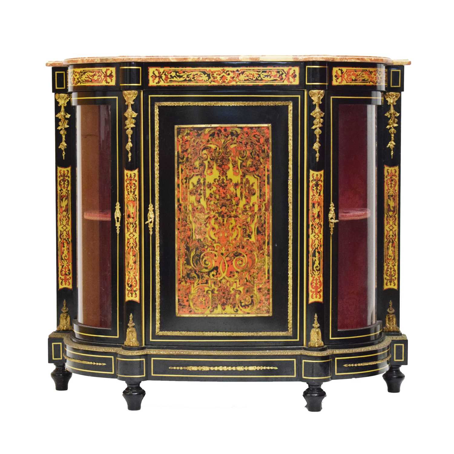 19th century style ebonised and gilt metal mounted credenza