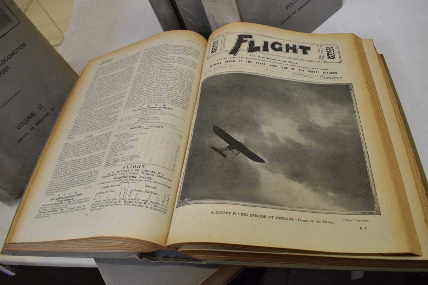 'Flight, First Aero Weekly in the World, A Journal of Aerial Locomotion and Transport', Volumes I-VI - Image 5 of 9