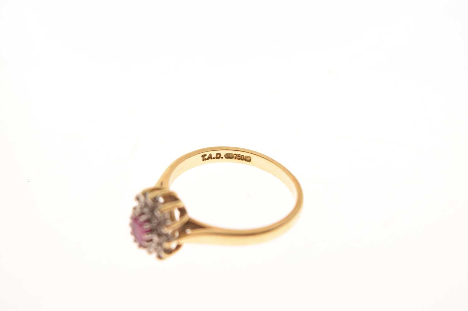 18ct gold, ruby and diamond cluster ring - Image 4 of 7