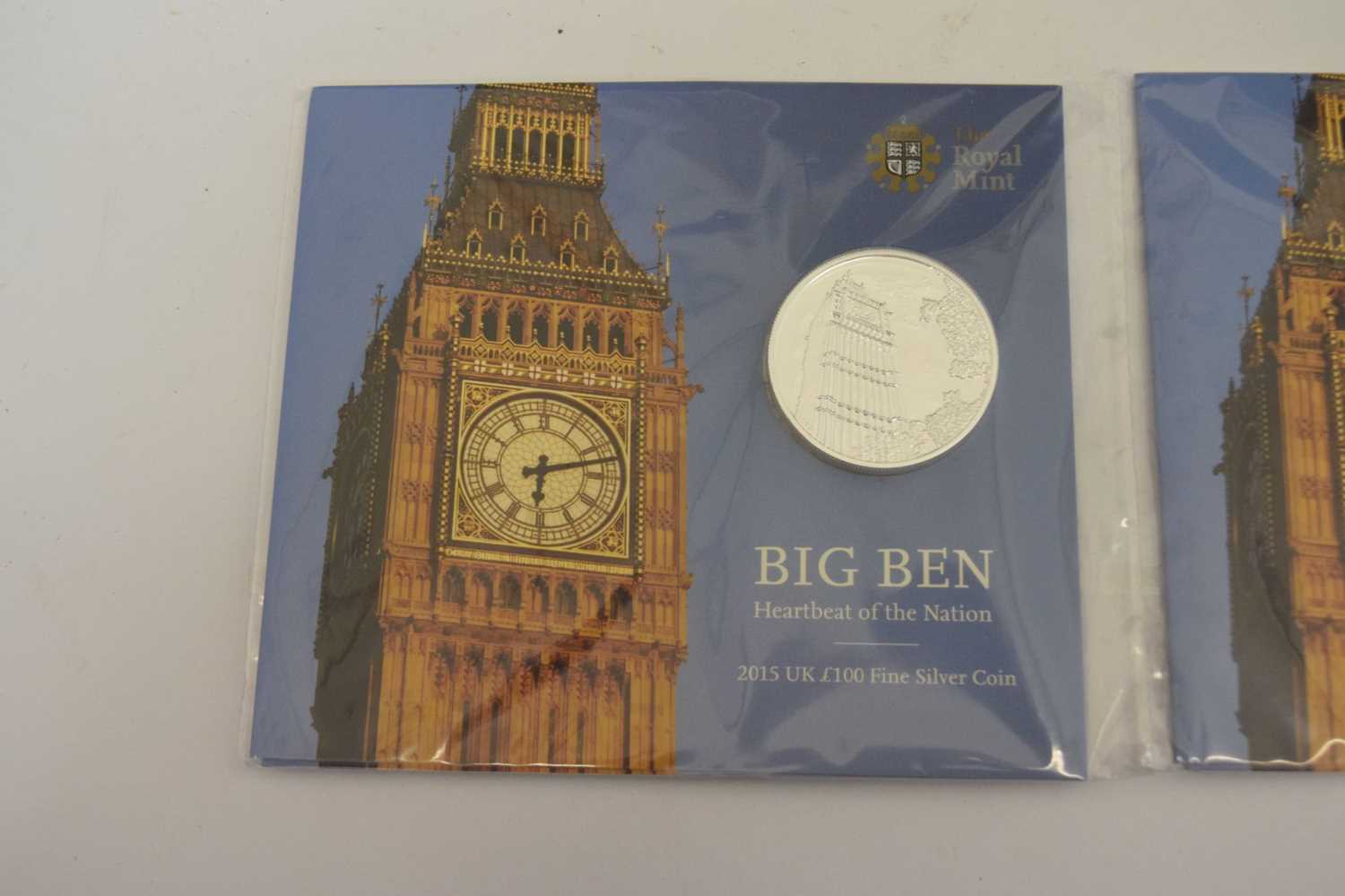 Two Royal Mint Elizabeth II UK fine silver £100 Coins, 2015 - Image 3 of 5