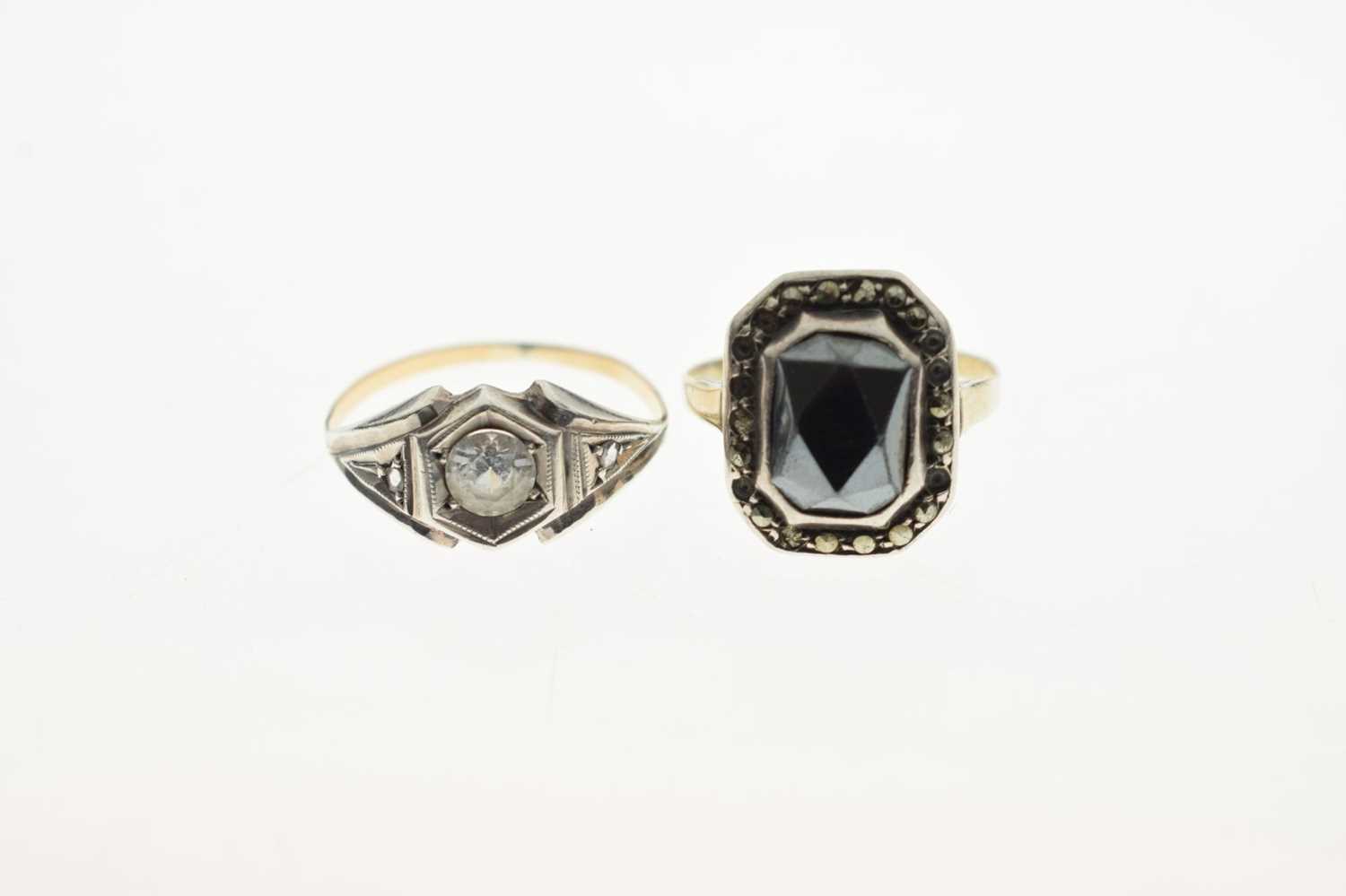 Art Deco-style marcasite and hematite cluster ring - Image 2 of 6