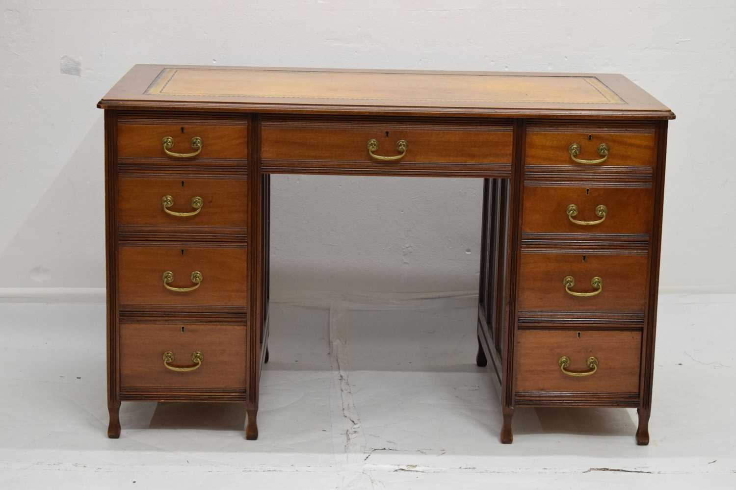 Early 20th century mahogany twin pedestal desk with associated chair - Image 2 of 6