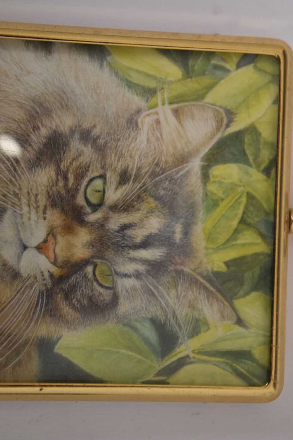 20th century watercolour miniature of a tabby cat - Image 3 of 5