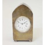 Late Victorian silver cased miniature desk clock