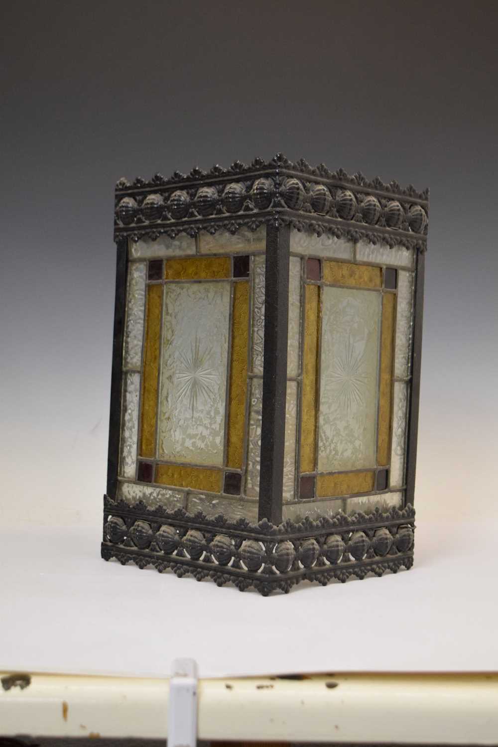 Late 19th century leaded stained glass and metal framed bell lantern - Image 11 of 14