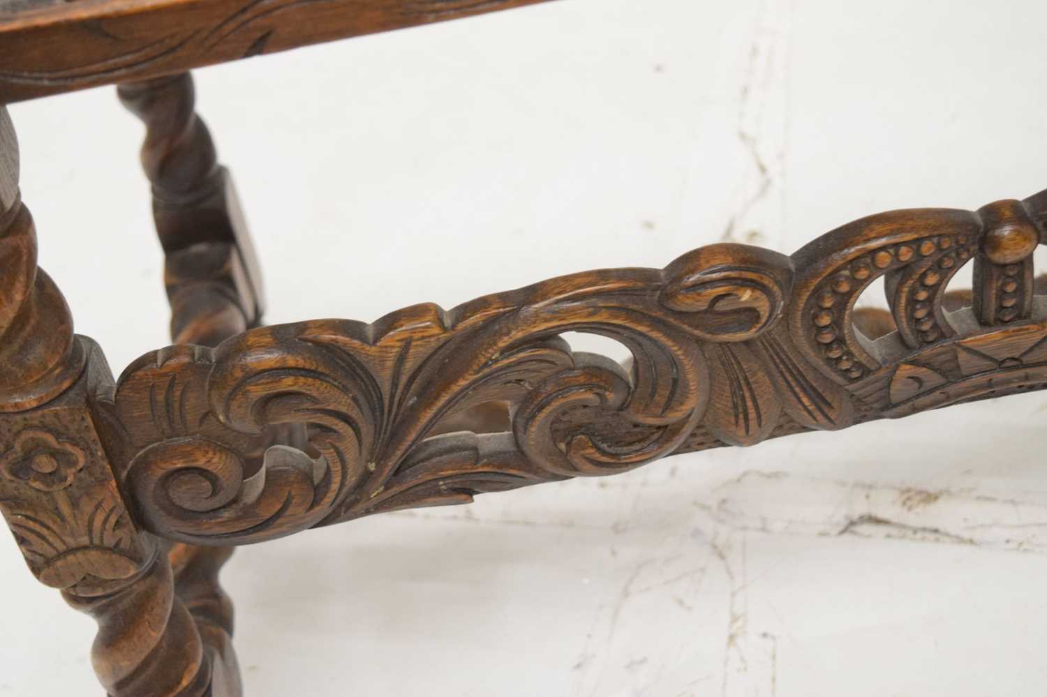 Carved cane-seat stool/luggage rack - Image 7 of 10